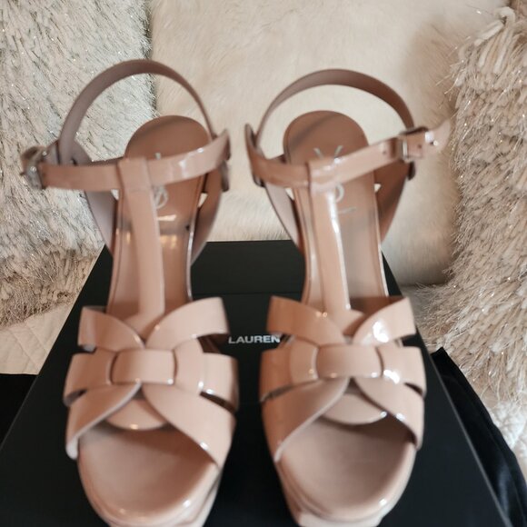 YSL Tribute Platform Sandals Nude Size 7.5 - Picture 6 of 7